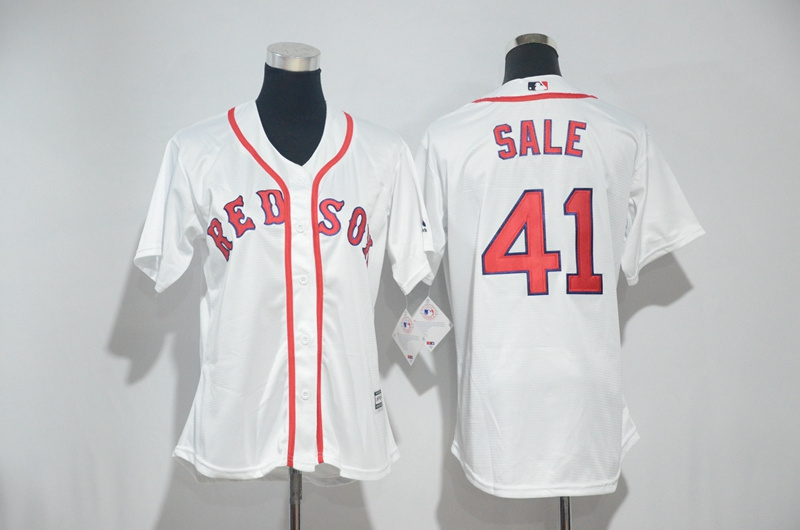 Womens 2017 MLB Boston Red Sox #41 Sale White Jerseys->women mlb jersey->Women Jersey